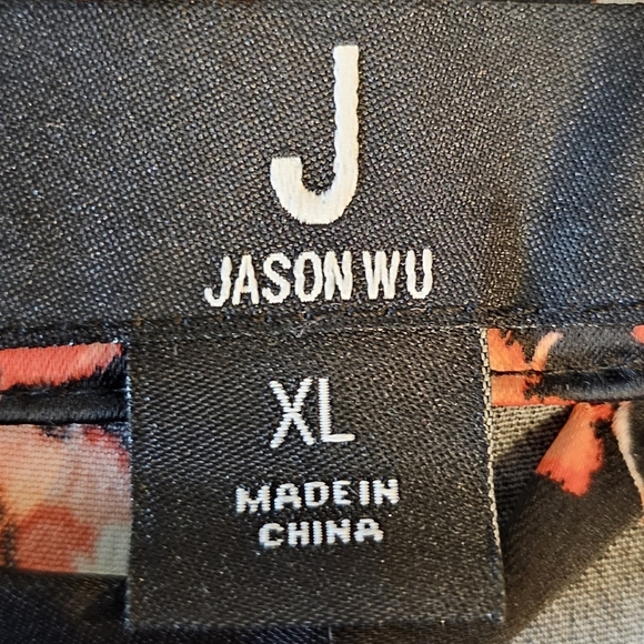 J Jason Wu Women's Woven Printed Lightweight Satin Floral Trench, Blue & Pink - Picture 14 of 14